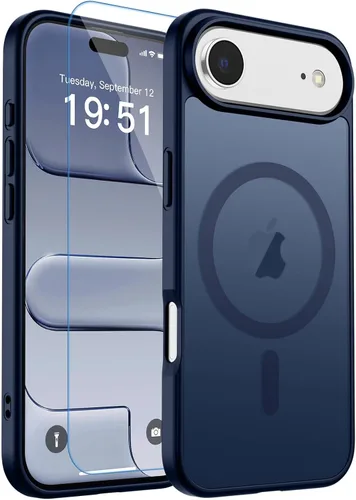 Vista 216 de zapica Funda magnética para iPhone Air, con protector de pantalla de vidrio templado, compatible con MagSafe, translúcida mate, a prueba de golpes