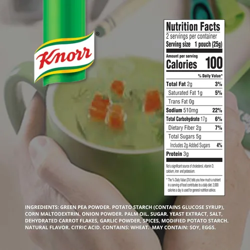 Vista 2 de Mezcla de sopa de guisantes Knorr 1.52 oz (3 x 2 paquetes para 6 bolsas en total) Delicioso, cálido y listo en cuestión de minutos.