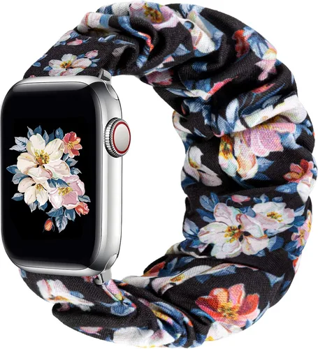 Vista 15 de Greatfine - Correa elástica para reloj Apple Watch Scrunchie de 38mm 40mm 42mm 44mm, correa elástica suave, con iWatch Series 6 SE 5 4 3 2 1, S L