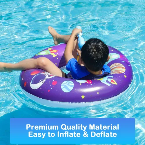 Vista 3 de FindUWill Flotadores de piscina con pistolas de agua para niños, tubos inflables de natación para piscina con pelota de playa, flotadores de piscina