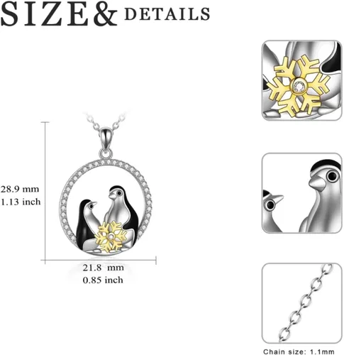 Vista 6 de POTOPYY - Collar con colgante en plata de ley 925, colgante de animales con diseño de conejo, elefante, pingüino. Regalo de joyería para mujeres