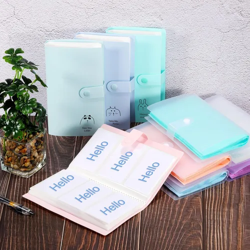 Vista 5 de PATIKIL Soporte para tarjetas de visita, 1 paquete de carpetas portátiles de plástico para tarjetas de nombre, organizador para mujeres y hombres