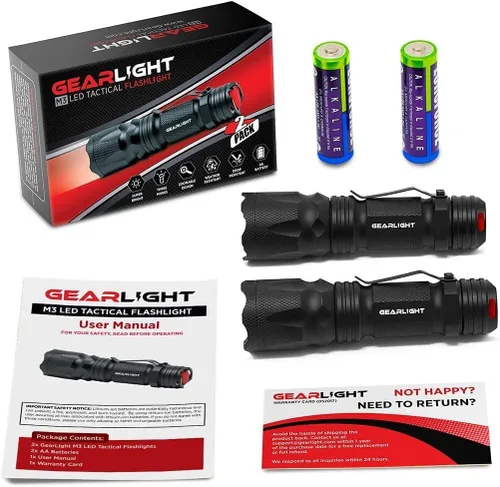 Vista 9 de GearLight Mini linterna LED M3 - 2 linternas tácticas brillantes y pequeñas con lúmenes altos y clip de bolsillo para campamento, uso al aire libre