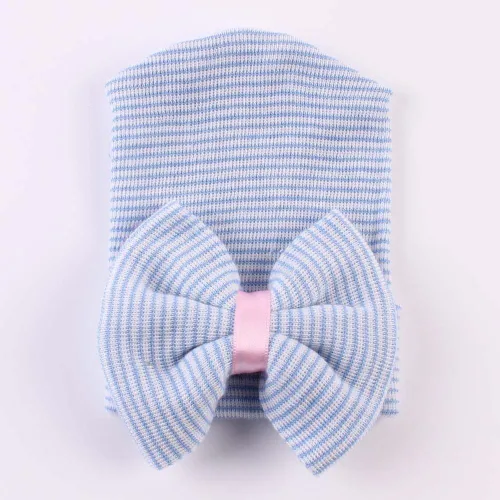 Vista 5 de upeilxd Newborn Hospital Hat Infant Baby Hat Caps with Bow Soft Cute Nursery Beanie Hat