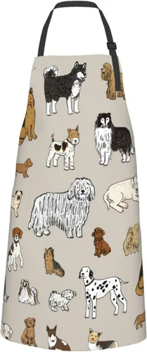 Vista 8 de Perinsto Delantal Impermeable para Mascotas Perros Gatos Animales Lindos con Babero para Aseo Cocina Horneado Pintura Jardinería