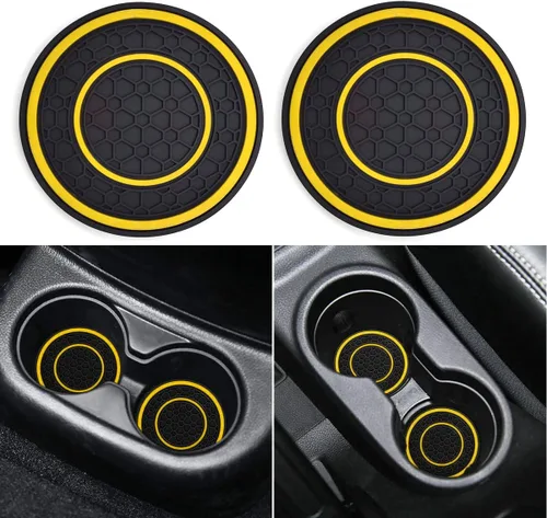 Vista 8 de Auprite Portavasos para automóvil, paquete de 2 posavasos universales antideslizantes para automóvil, accesorios para el interior del automóvil Negro