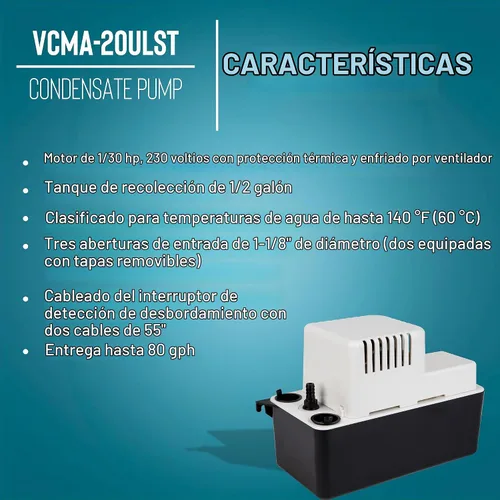 Vista 4 de Little Giant VCMA-20ULST, 230 voltios, 80 GPH, bomba de eliminación
