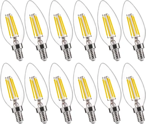 Vista 11 de FLSNT Bombillas LED ámbar para candelabros equivalentes a 40 W, bombillas LED B11 E12, 2200 K blanco cálido, regulable, 330 lm, 96 unidades UL