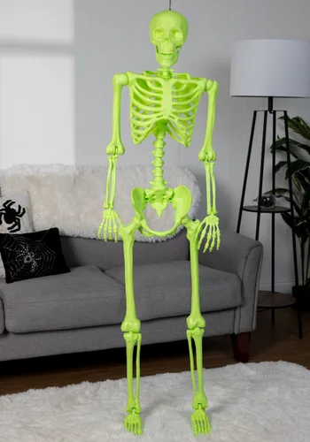 Vista 3 de Decoración de Esqueleto Poseable Crazy Bones Verde Neón de 5FT Multicolor