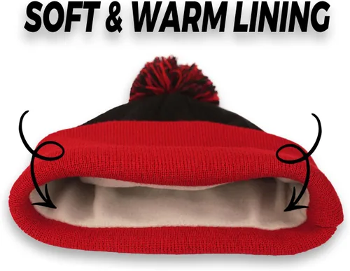 Vista 3 de Gorro de punto de estilo de fútbol para fanáticos del fútbol, sombrero de punto elegante deportivo con pompón, para hombres y mujeres, regalo
