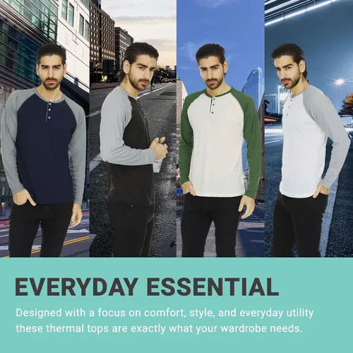 Vista 19 de DARESAY Paquete de 3: camiseta térmica de manga larga para hombre, camisetas de manga larga Henley & Crew para hombre, camisetas de manga larga