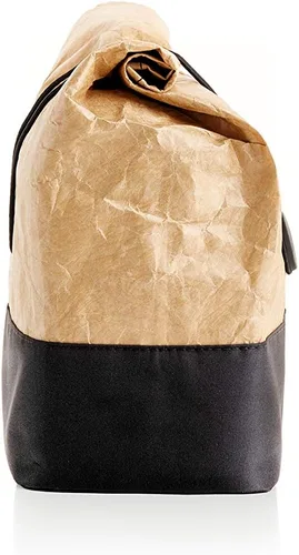 Vista 3 de Lékué - Bolsa de almuerzo para llevar de papel kraft Marrón 1 galón Portabicicletas grande reutilizable con espacio para botella y más