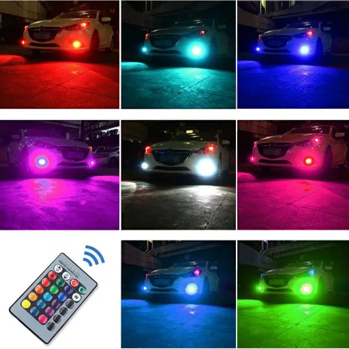 Vista 2 de 1797 H11 H8 H16 (JP) H9 LED RGB luces antiniebla bombilla ámbar amarillo blanco multicolor 16 cambio de color kit de interruptor estroboscópico