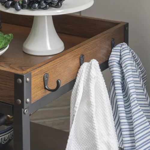 Vista 4 de Carrito de cocina portable Linon Austin., Madera, Negro