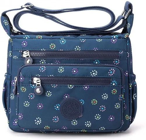Vista 8 de Bolso cruzado para mujer, multibolsillo, de nailon, impermeable, ligero, casual, bolso de hombro