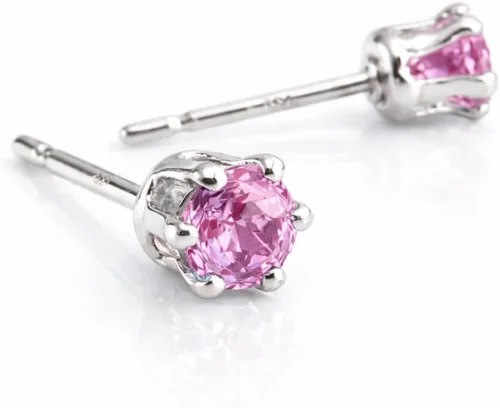 Vista 13 de 3-4mm Sterling Silver Birthstone Stud Earrings, 6-Prong