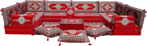 Vista 58 de arabicsofa Cojines de piso árabe en forma de U – Sofá tradicional Majlis con sofá otomano