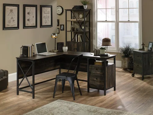 Vista 2 de Sauder Steel River File Pedestal, L: 20.87" x W: 23.86" x H: 26.58", Acabado en Roble Carbono Roble de carbono