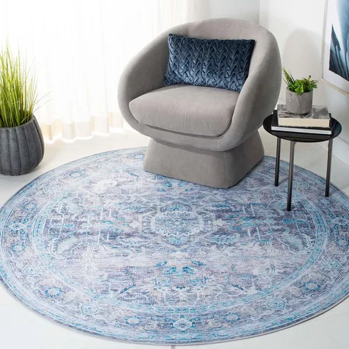 Vista 9 de SAFAVIEH Alfombra lavable Tucson Collection - 2'6" x 4', morado y azul, antideslizante y fácil de limpiar, ideal para sala de estar, dormitorio