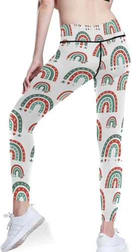 Vista 2 de JUNZAN Christmas Rainbow Yoga Leggings for Women Lightweight Comfy Pants for Sports Fitness XS