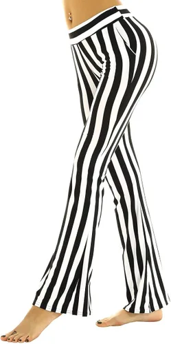 Vista 4 de CHICTRY - Pantalones de rayas para mujer color blanco y negro