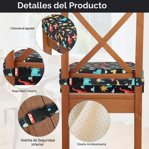 Vista 2 de Asiento elevador para silla de cocina, asiento elevador para niños pequeños Silla elevadora portátil de apoyo fuerte lavable para niños pequeños