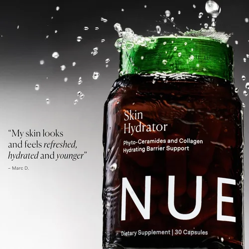 Vista 7 de The Nue Co. Suplemento HIDRATOR para la piel, contiene colágeno hidrolizado, aloe y ácido hialurónico, sin gluten, 30 cápsulas