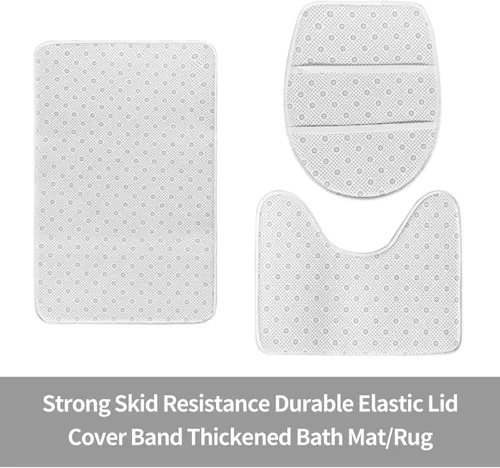 Vista 4 de Evealyn Juego de 3 tapetes de baño antideslizantes y absorbentes para baño, color azul marino, juego de alfombras de ducha para baño, dormitorio
