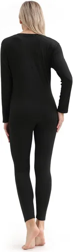 Vista 5 de Ropa interior térmica para mujer ultrasuave, pantalones largos, camiseta, capa base, conjunto para esquí, para invierno, cálido