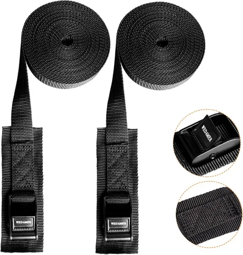 Vista 5 de WEDAMER Paquete de 2 correas de amarre para kayak de 8 pies con hebilla de leva de alta resistencia, correa ajustable para kayak, camiones 2Pack - 8