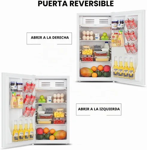 Vista 3 de Koolatron Refrigerador compacto con congelador, 3.2 pies cúbicos (91L), blanco, diseño de respaldo plano que ahorra espacio, puerta reversible