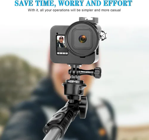 Vista 7 de Adaptador de trípode de aluminio para montaje monopie con tornillo de pulgar CNC de aluminio compatible con Gopro Hero 13 12 11 10 9 8 DJI Osmo Rojo