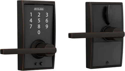 Vista 19 de Schlage - Cerradura táctil Century con picaporte Merano (bronce envejecido, FE695 CEN 716 MER) Keyless entry door lock, Electronic touchscreen