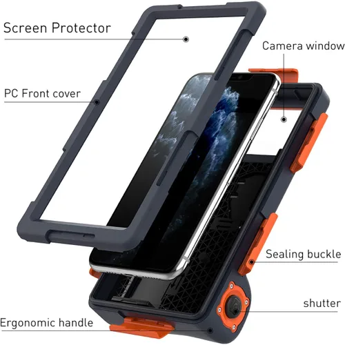 Vista 5 de AICase Carcasas universales impermeables para fotografía subacuática para iPhone 13 mini/12/11/11 Pro/11 Pro Max/XR/7/7 Plus/8/8Plus/6/6s/6s Plus