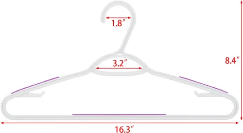 Vista 7 de Paquete de 30 perchas de plástico flexibles, ligeras, antideslizantes, para ropa, trajes, color morado
