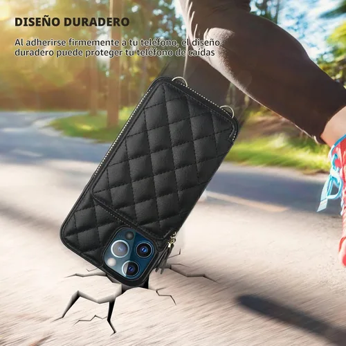 Vista 8 de Bocasal - Funda tipo cartera cruzada para iPhone 13 Pro, color negro RFID Blocking PU Leather Zipper Handbag Purse, Kickstand Flip Folio Case with