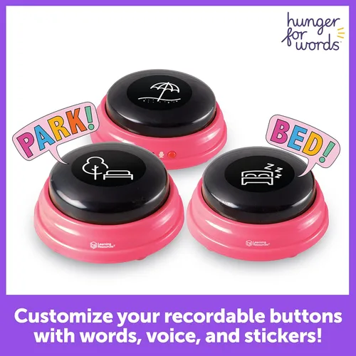Vista 3 de Hunger For Words Talking Pet Next Words Locations - Juego de 3 botones de voz grabables para perros, botones de comunicación para perros