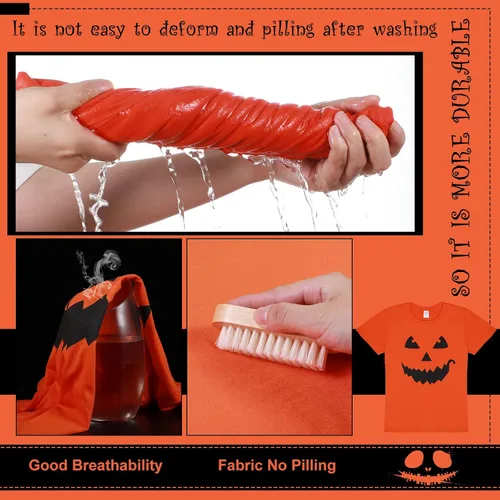 Vista 4 de Hicarer Camiseta de Halloween con cara de calabaza gigante, divertida camiseta unisex para fiesta de Halloween, disfraz para hombres y mujeres