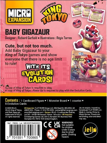 Vista 2 de IELLO King of Tokyo: Baby Gigazaur Micro Expansion - Iello, expansión del juego de cartas para jugar con el juego base King of Tokyo