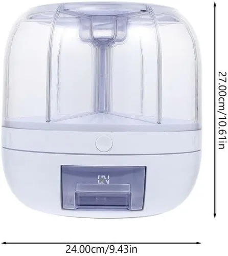 Vista 7 de Dispensador de granos, dispensador de arroz giratorio de 6 rejillas, dispensador de alimentos secos con taza medidora, organización de cocina, 22.0