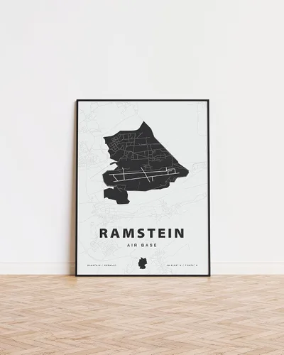 Vista 2 de Ramstein Air Base Map Print - 12x16 inches Unframed Artwork (Cream)