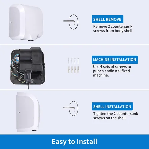 Vista 6 de Goetland El secador de manos comercial del acero inoxidable 1800w automático de alta velocidad embotado pulido