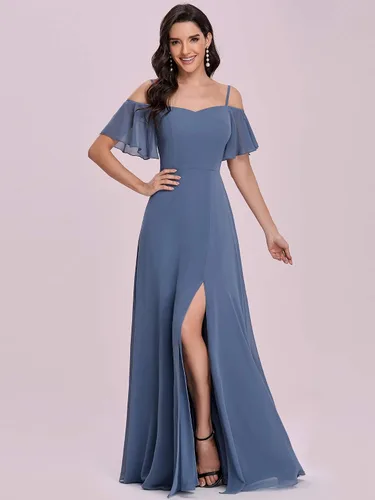 Vista 3 de Ever-Pretty Vestidos de dama de honor de gasa con mangas y hombros descubiertos para mujer 0237