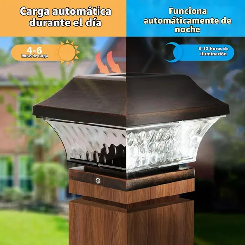 Vista 3 de SUNWIND Luces Solares para Tapas de Postes Exteriores 4x4 LED Iluminación Solar de Jardín Luz de Tapa para Terraza y Cerca Poste de Madera Cobre