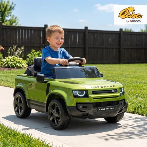 Vista 2 de Qaba 12V Ride on Car con licencia Land Rover Defender Kids Electric Car