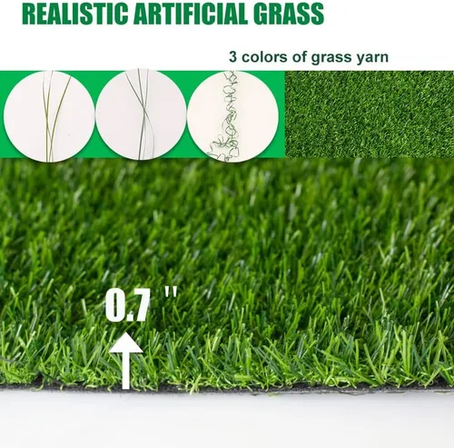 Vista 5 de Alfombra de césped artificial de 0.7" Césped falso 1FTX1FT Alfombra de césped sintético para interior y exterior para patio con orificios de drenaje