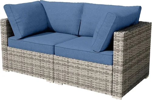Vista 61 de HOOOWOOO Patio Sectional Furniture Set,2 Piece Couch Set with 2 Matching Armless Chairs(Beige)
