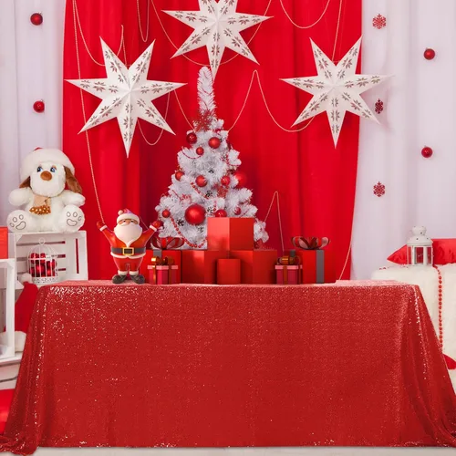 Vista 9 de Hahuho Mantel rectangular de lentejuelas de 50x80 pulgadas, color champán, mantel con purpurina para decoración de despedida de soltera, cumpleaños