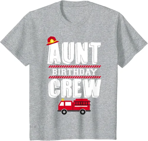 Vista 55 de Aunt Birthday Crew Fire Truck Fireman - Camiseta para fiesta de acogida, Negro, S