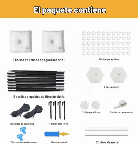 Vista 3 de Kit de arco de globos con base, soporte de arco de globos ajustable de 9 pies de altura y 10 pies de ancho, marco de arco de globos, soporte